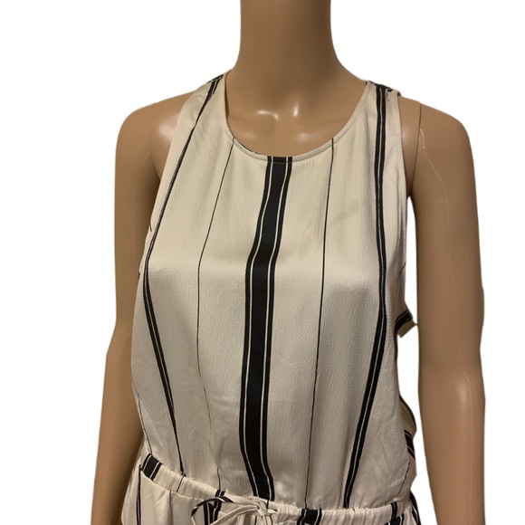 Ann Taylor Ivory Navy Sleeveless Midi Dress Size Large - Picture 3 of 5